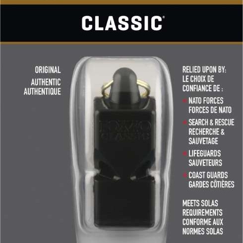 Σφυρίχτρα FOX40 Classic Safety Μαύρη με Κορδόνι
