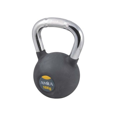 Kettlebell Rubber Cover Cr Handle 16 kg – Μαύρο