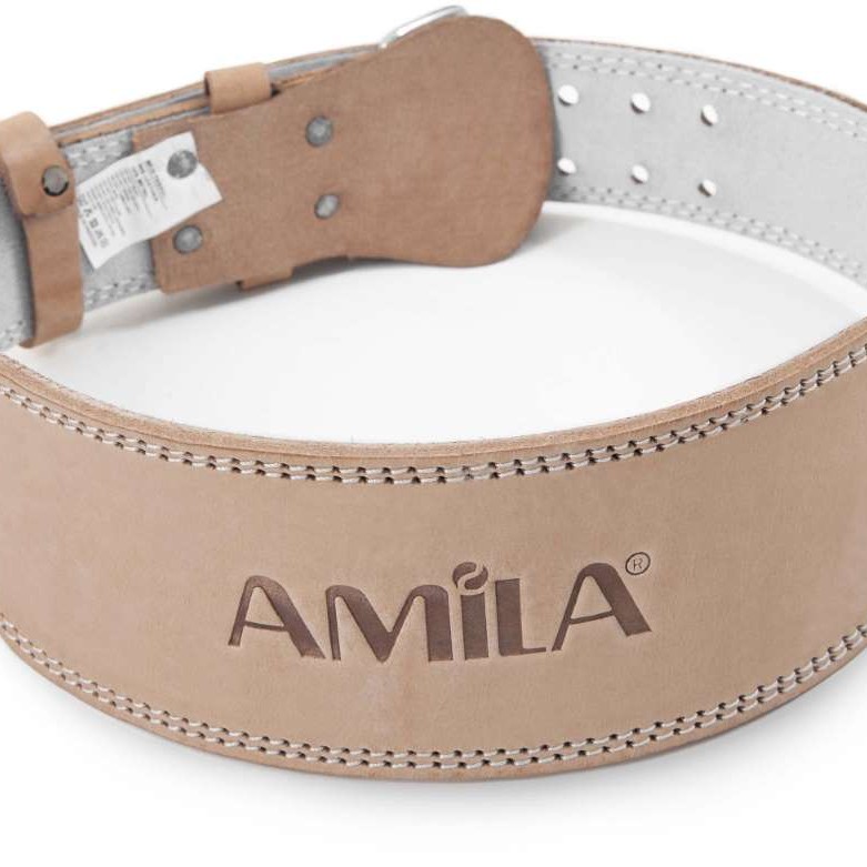 Ζώνη Άρσης Βαρών AMILA Δερμάτινη Μπεζ A Quality M