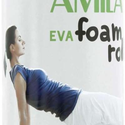 AMILA Foam Roller Plexus Φ14x33cm Μαύρο/Λάιμ