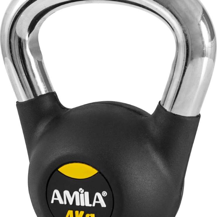 Kettlebell Rubber Cover Cr Handle 4 kg – Μαύρο