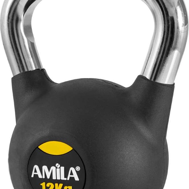 Kettlebell Rubber Cover Cr Handle 12 kg – Μαύρο