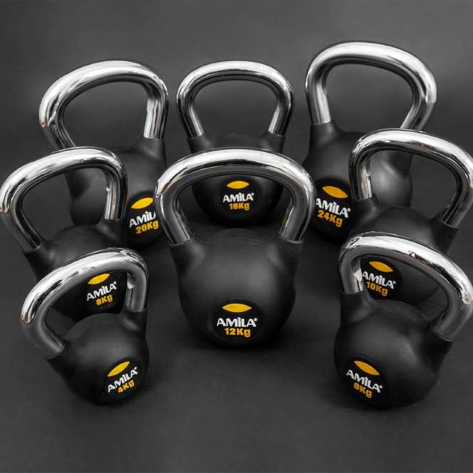 Kettlebell Rubber Cover Cr Handle 16 kg – Μαύρο