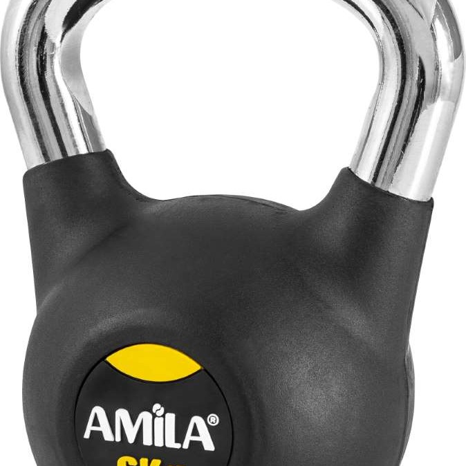 Kettlebell Rubber Cover Cr Handle 6 kg – Μαύρο