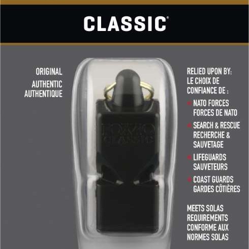 Σφυρίχτρα FOX40 Classic Safety Μαύρη με Κορδόνι