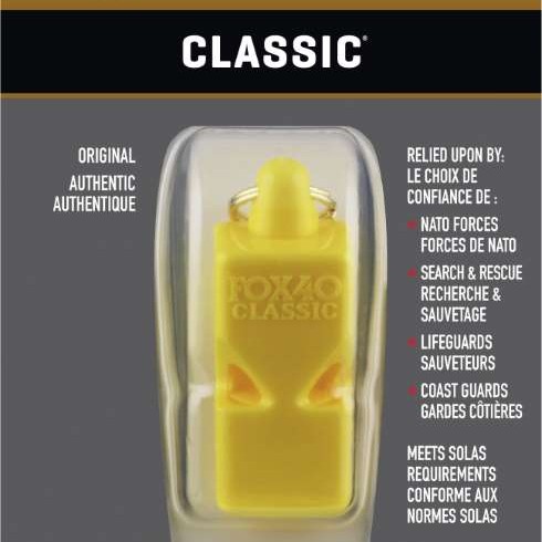 Σφυρίχτρα FOX40 Classic Safety Κίτρινη με Κορδόνι