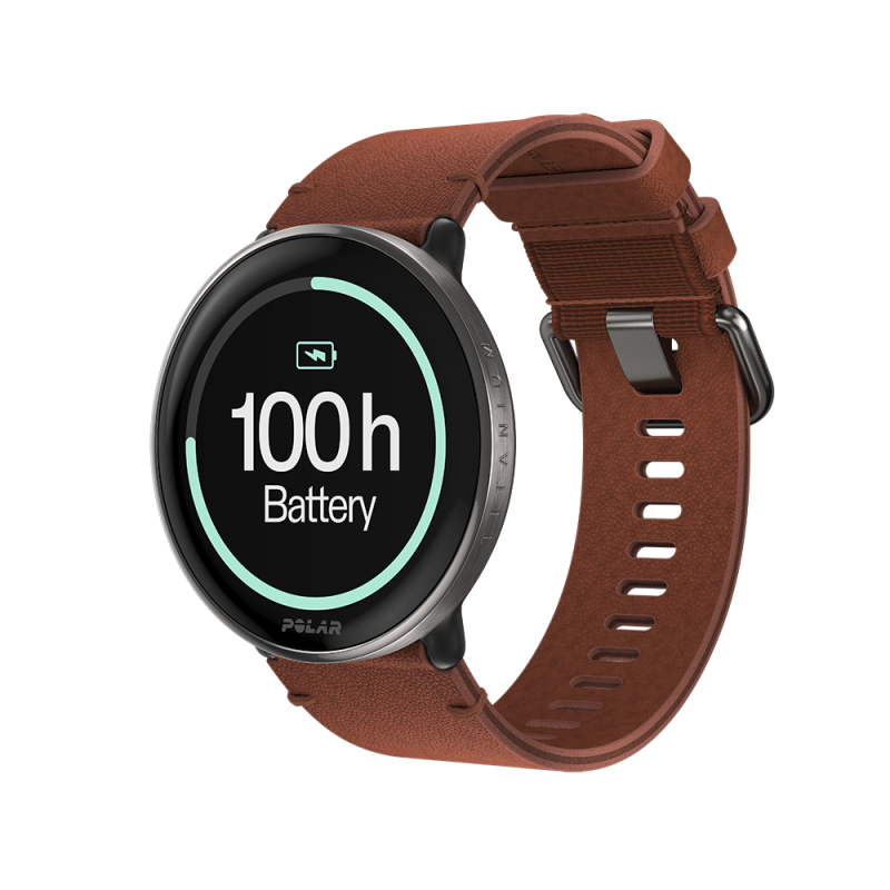 Polar Ignite 3 43mm Αδιάβροχο Smartwatch με Παλμογράφο (Titanium with Brown Strap)