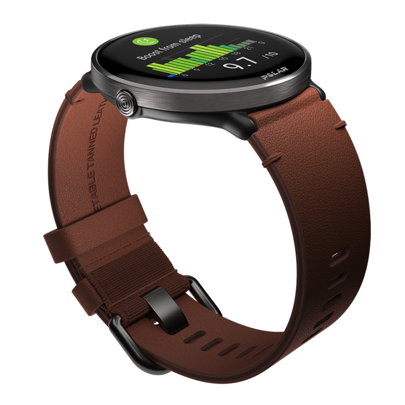 Polar Ignite 3 43mm Αδιάβροχο Smartwatch με Παλμογράφο (Titanium with Brown Strap)