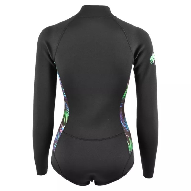 Στολή μαγιό νεοπρέν 2mm Freedive γυναικεία Μαύρη με τύπωμα και φερμουάρ στο στήθος Aropec