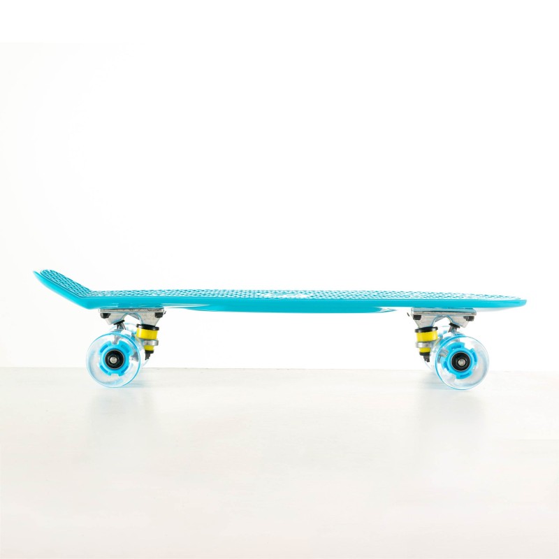 Πλαστικό mini cruiser skateboard 22.5'' Μπλε με LED ρόδες Fish