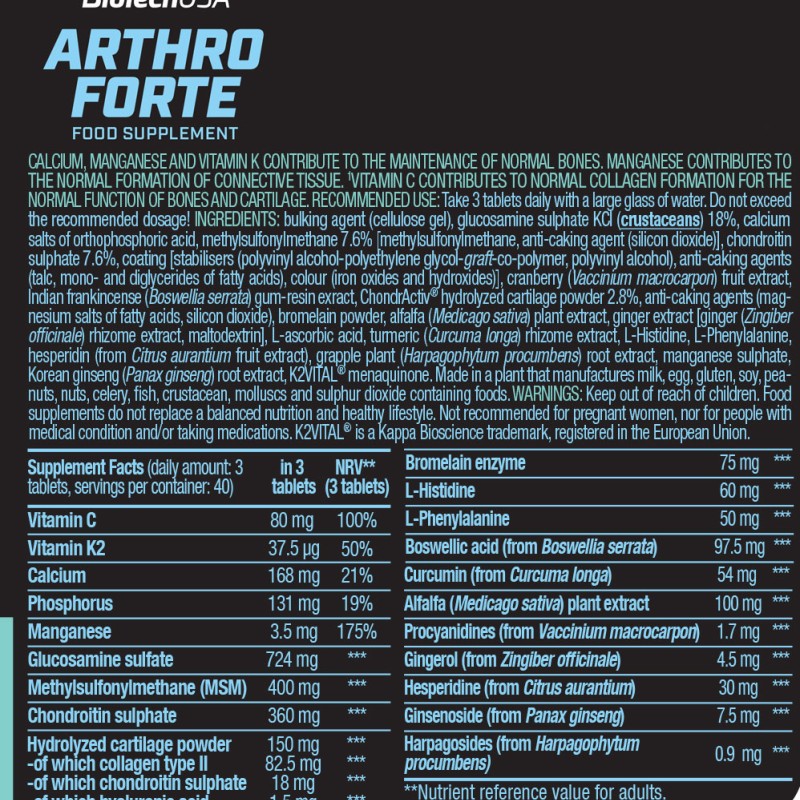 Arthro Forte 120tabs (BIOTECH USA)