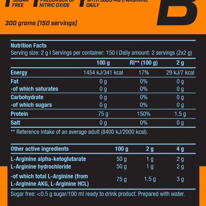 L-Arginine Powder 300gr (BIOTECH USA)