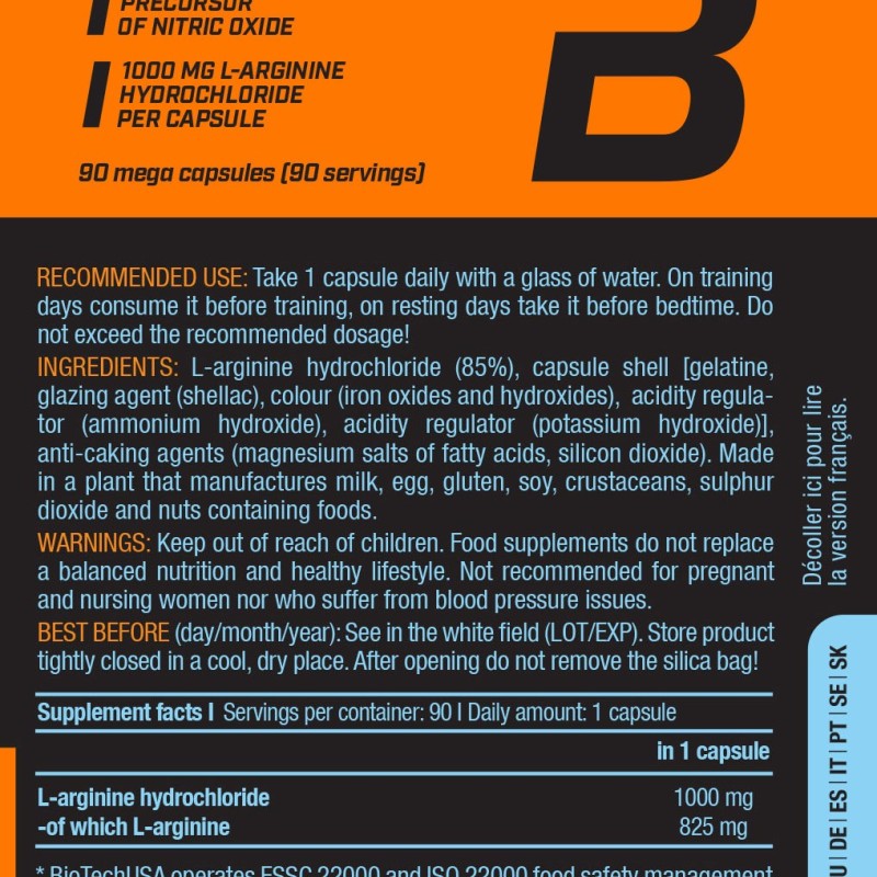 L-Arginine 90caps (BIOTECH USA)