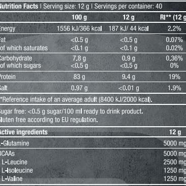 BCAA+Glutamine Zero 480g (BIOTECH USA) - Orange