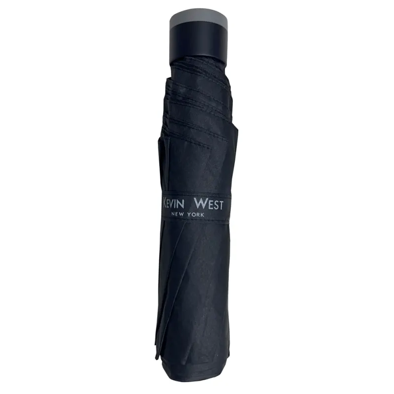 Ομπρέλα βροχής unisex σπαστή 3s απλή R53cm polyester μαύρη KEVIN WEST